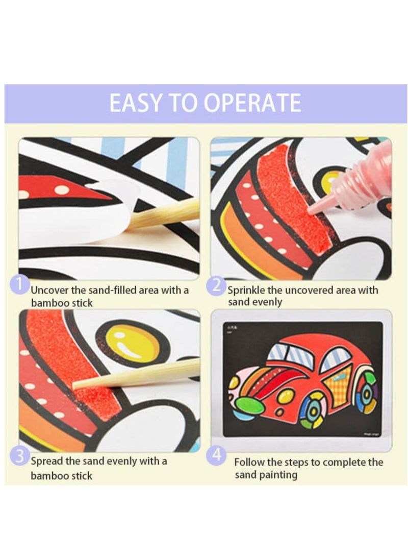 Coolchic 64pcs Hanging Sand Painting Display Kits Set, 12 Color Sand Scenic Sand with 24 Sheets Sand Art Painting Cards and 24 wooden clips Set Children Art Toy - Image 5